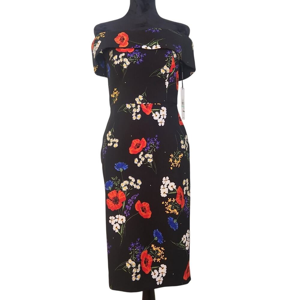 CALVIN KLEIN NWT Floral Off the Shoulder Dress, Size 8 - Picture 2 of 16